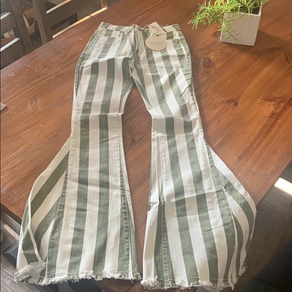 Saints and Hearts flare jeans stripe